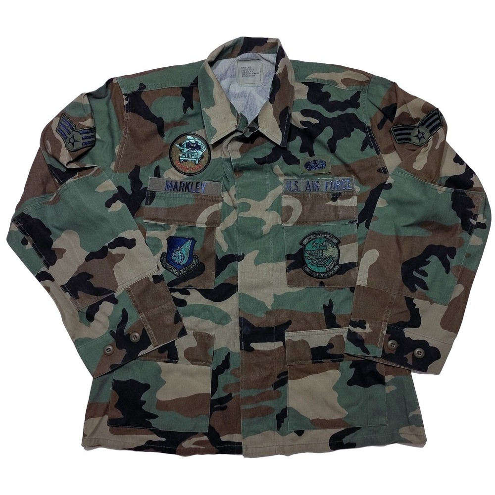 U.S. AIR FORCE Combat Coat Markley Patch Pacific Prime Ribs Woodland Camo Medium